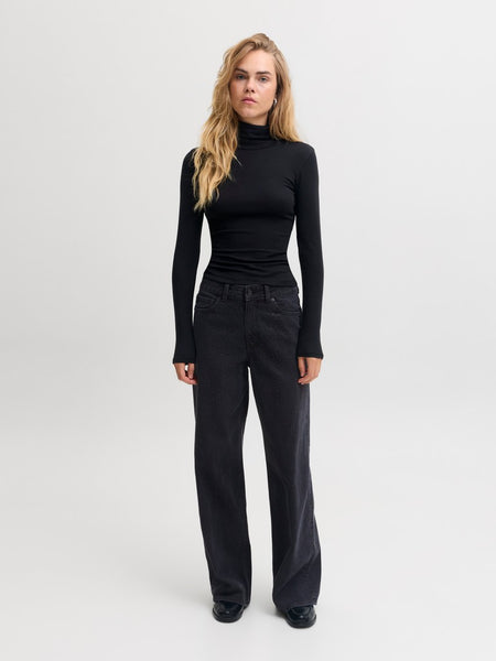 JJXX Wide Leg Rhinestone Jeans in Black