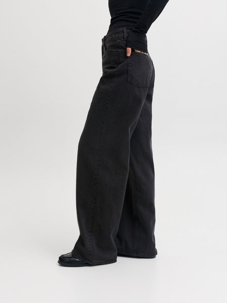 JJXX Wide Leg Rhinestone Jeans in Black