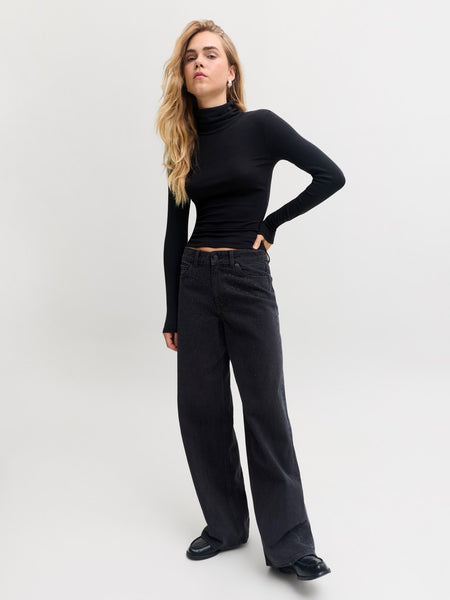 JJXX Wide Leg Rhinestone Jeans in Black