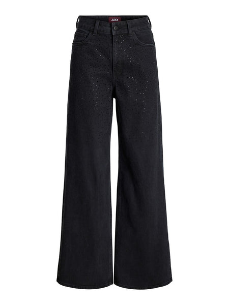 JJXX Wide Leg Rhinestone Jeans in Black