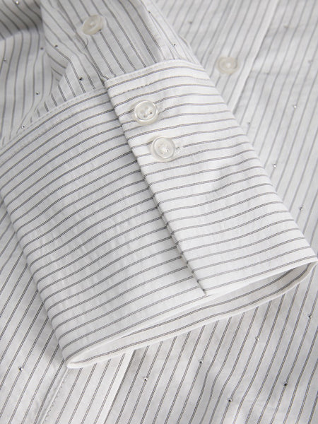 JJXX Pinstripe Rhinestone Shirt in White