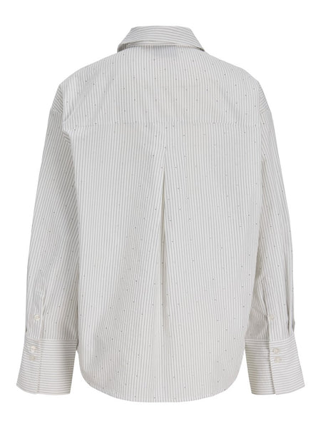 JJXX Pinstripe Rhinestone Shirt in White