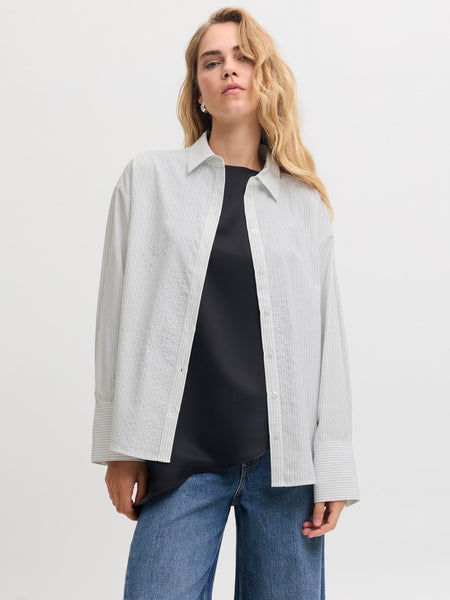 JJXX Pinstripe Rhinestone Shirt in White