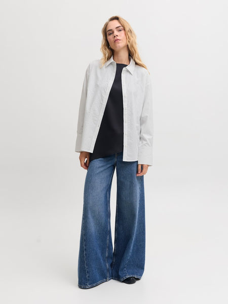 JJXX Pinstripe Rhinestone Shirt in White