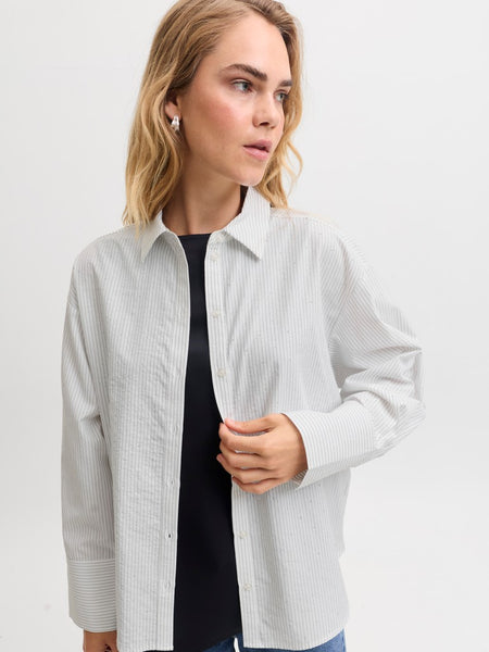 JJXX Pinstripe Rhinestone Shirt in White