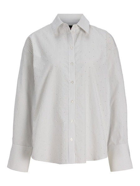 JJXX Pinstripe Rhinestone Shirt in White