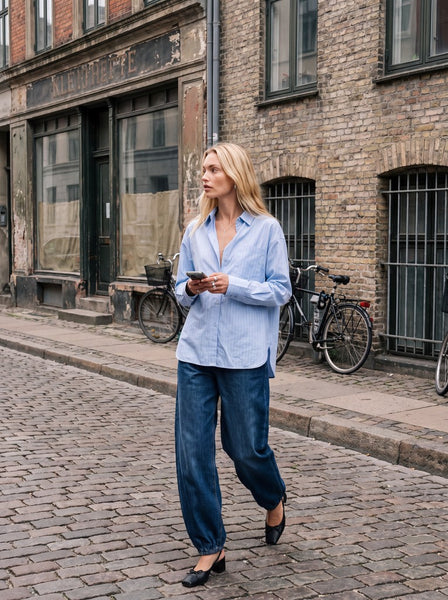 JJXX Striped Lurex Shirt in Blue