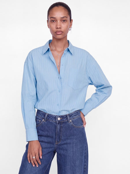 JJXX Striped Lurex Shirt in Blue
