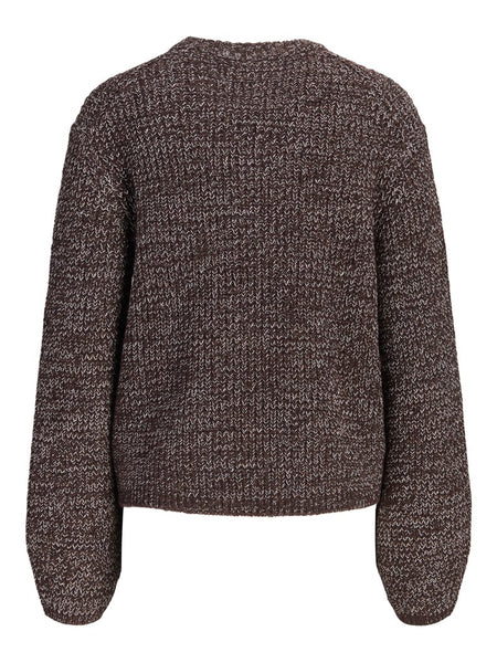 JJXX Loose Fit Crew Neck Knit Jumper in Brown