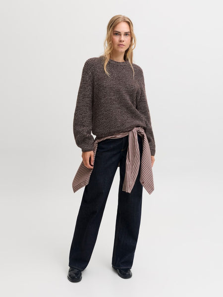JJXX Loose Fit Crew Neck Knit Jumper in Brown