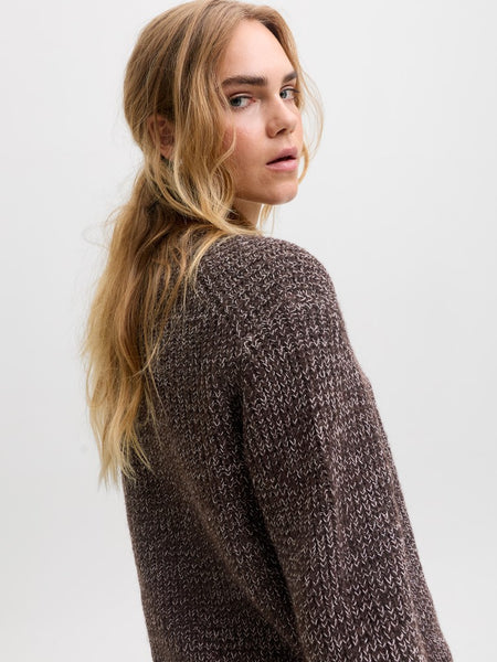 JJXX Loose Fit Crew Neck Knit Jumper in Brown