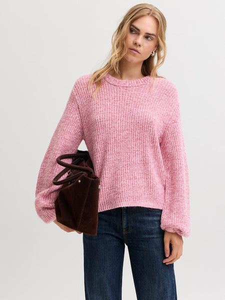 JJXX Loose Fit Crew Neck Knit Jumper in Pink