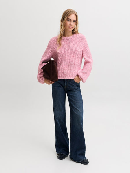 JJXX Loose Fit Crew Neck Knit Jumper in Pink