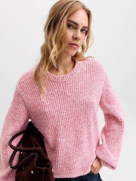 JJXX Loose Fit Crew Neck Knit Jumper in Pink