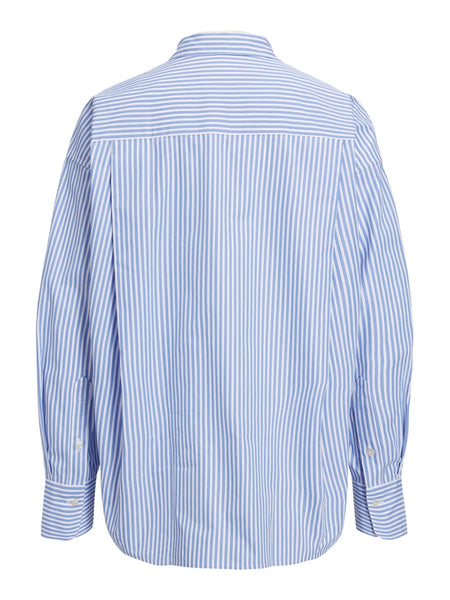 JJXX Striped Poplin Shirt in Blue