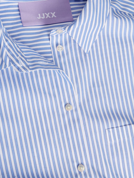 JJXX Striped Poplin Shirt in Blue