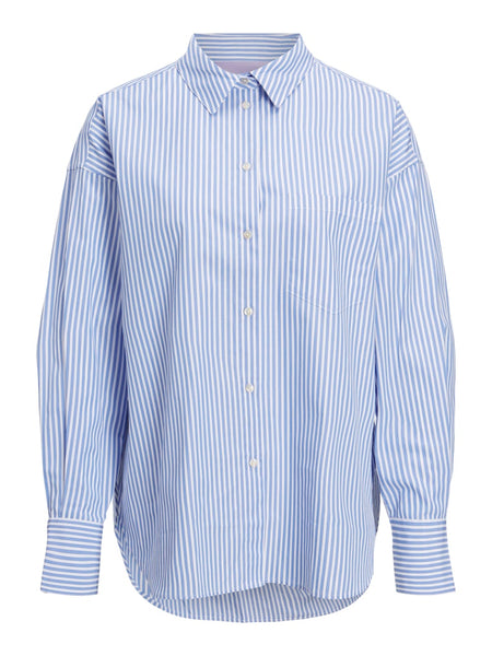 JJXX Striped Poplin Shirt in Blue