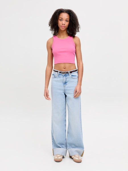 JJXX Cropped Rib Tank Top in Pink