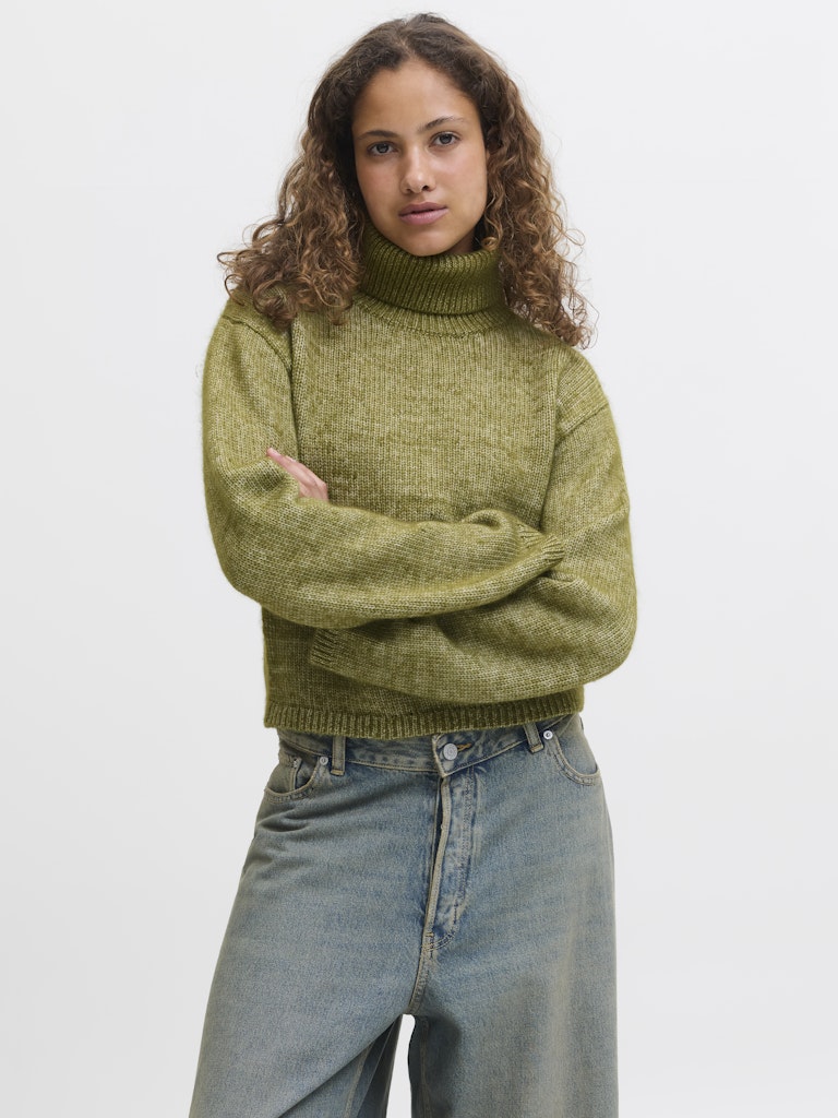 JJXX Roll Neck Knit Jumper in Green