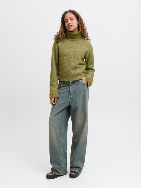 JJXX Roll Neck Knit Jumper in Green