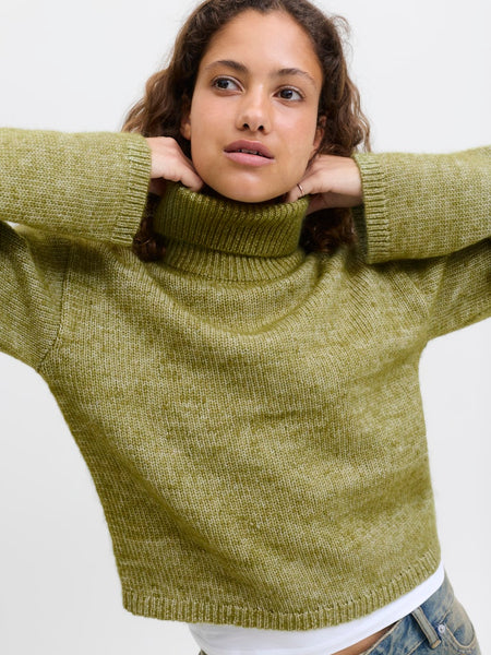 JJXX Roll Neck Knit Jumper in Green