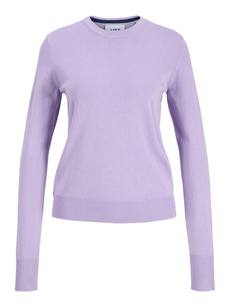 JJXX Long Sleeve Crew Neck Knit Top in Lilac