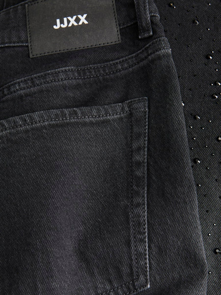 JJXX Wide Leg Rhinestone Detail Jeans in Black