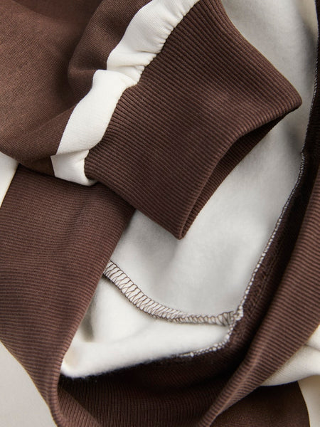 JJXX Striped Polo Neck Sweatshirt in Brown