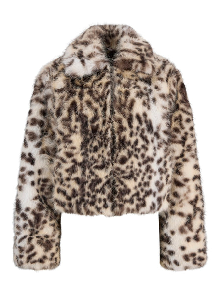 JJXX Leopard Print Faux Fur Jacket