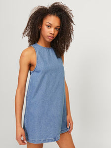 JJXX Sleeveless Short Denim Dress in Medium Blue