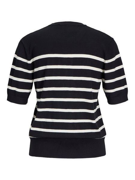 JJXX Short Sleeve Striped Knit Top in Black
