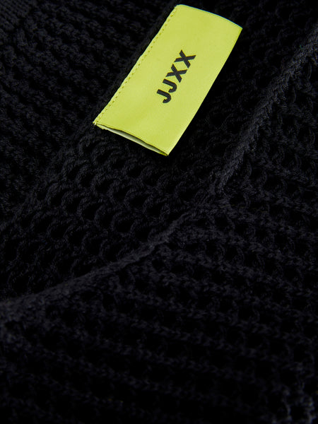 JJXX Cropped Boat Neck Knit Jumper in Black