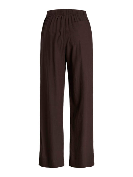 JJXX Linen Blend Wide Leg Trousers in Brown