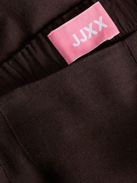 JJXX Linen Blend Wide Leg Trousers in Brown