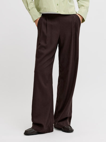 JJXX Linen Blend Wide Leg Trousers in Brown