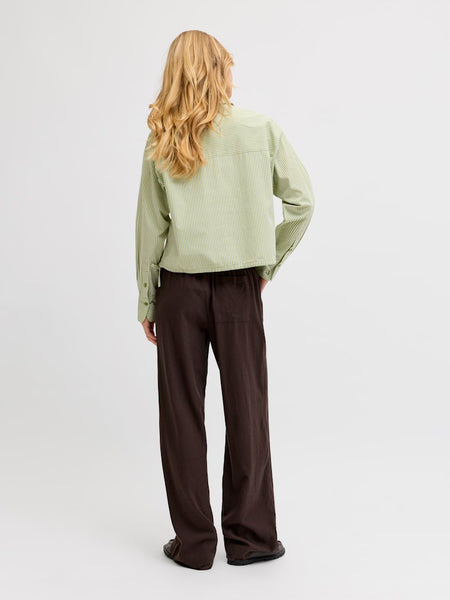 JJXX Linen Blend Wide Leg Trousers in Brown