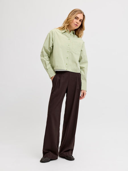 JJXX Linen Blend Wide Leg Trousers in Brown