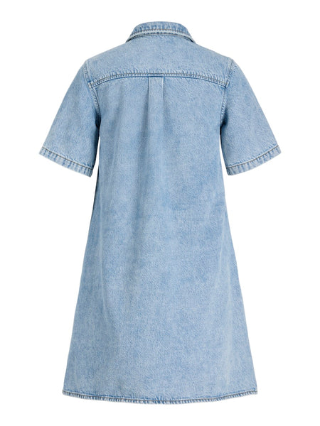JJXX Short Sleeve Short Denim Dress in Light Blue