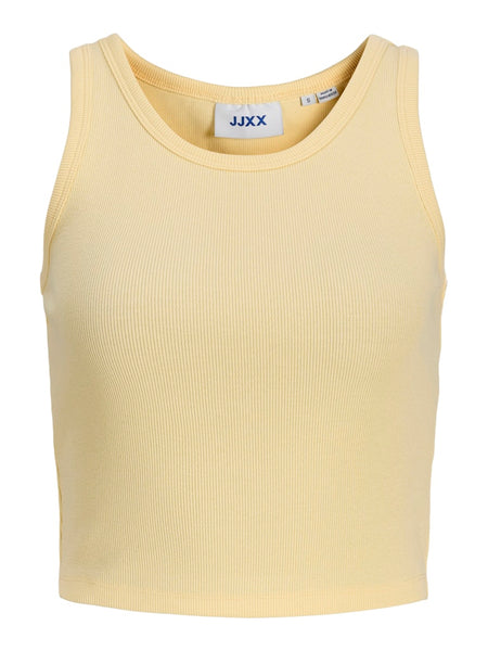 JJXX Cropped Rib Tank Top in Yellow