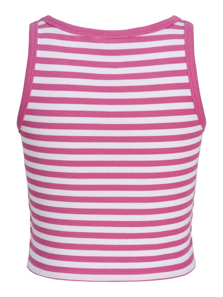 JJXX Striped Crop Rib Tank Top in Pink