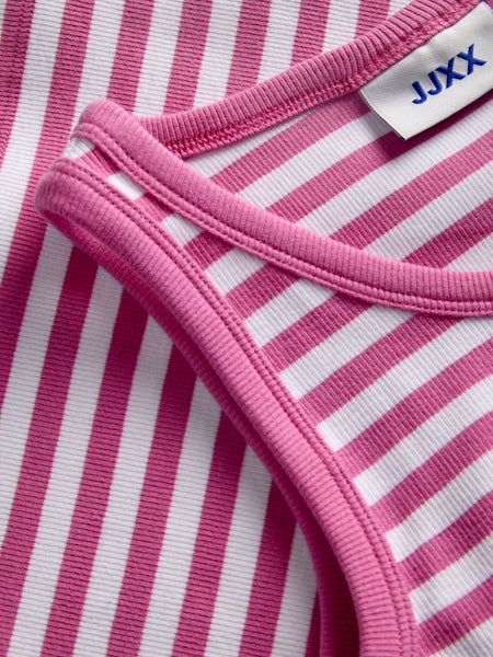 JJXX Striped Crop Rib Tank Top in Pink