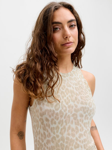 JJXX Leopard Print Tank Top in Beige