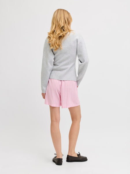 JJXX Striped Linen Blend Shorts in Pink
