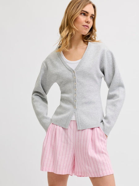 JJXX Striped Linen Blend Shorts in Pink