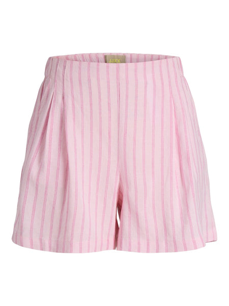 JJXX Striped Linen Blend Shorts in Pink