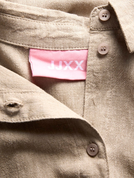 JJXX Oversized Linen Blend Shirt in Mink