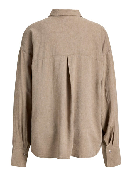 JJXX Oversized Linen Blend Shirt in Mink