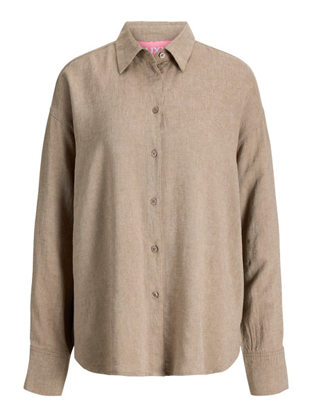 JJXX Oversized Linen Blend Shirt in Mink