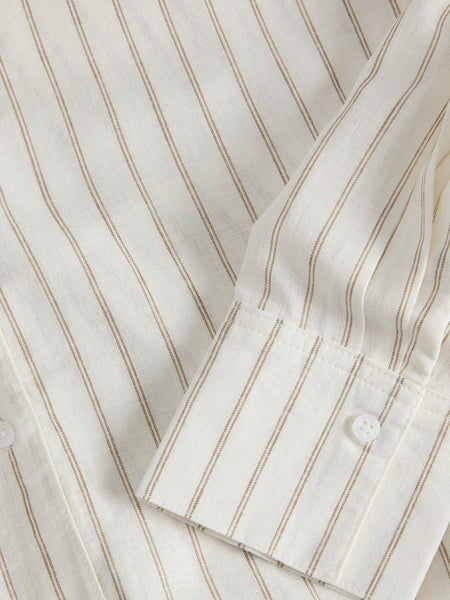 JJXX Oversized Striped Linen Blend Shirt in Cream