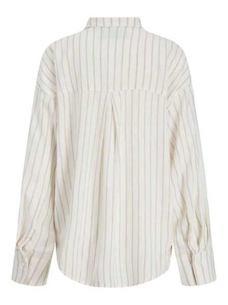 JJXX Oversized Striped Linen Blend Shirt in Cream